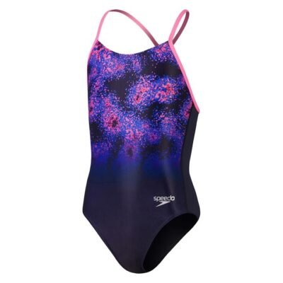 Speedo Girl's Lane Line Back Allover One Piece