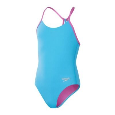 Speedo Solid Lane Line Back One Piece Girls